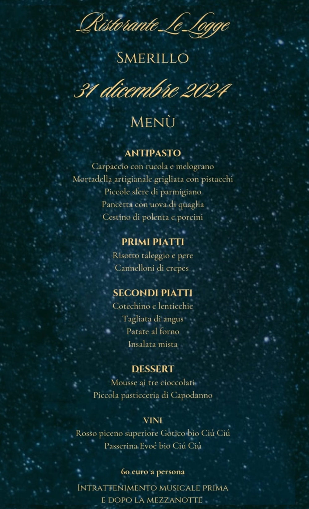 Menu 31 Dicembre 2024